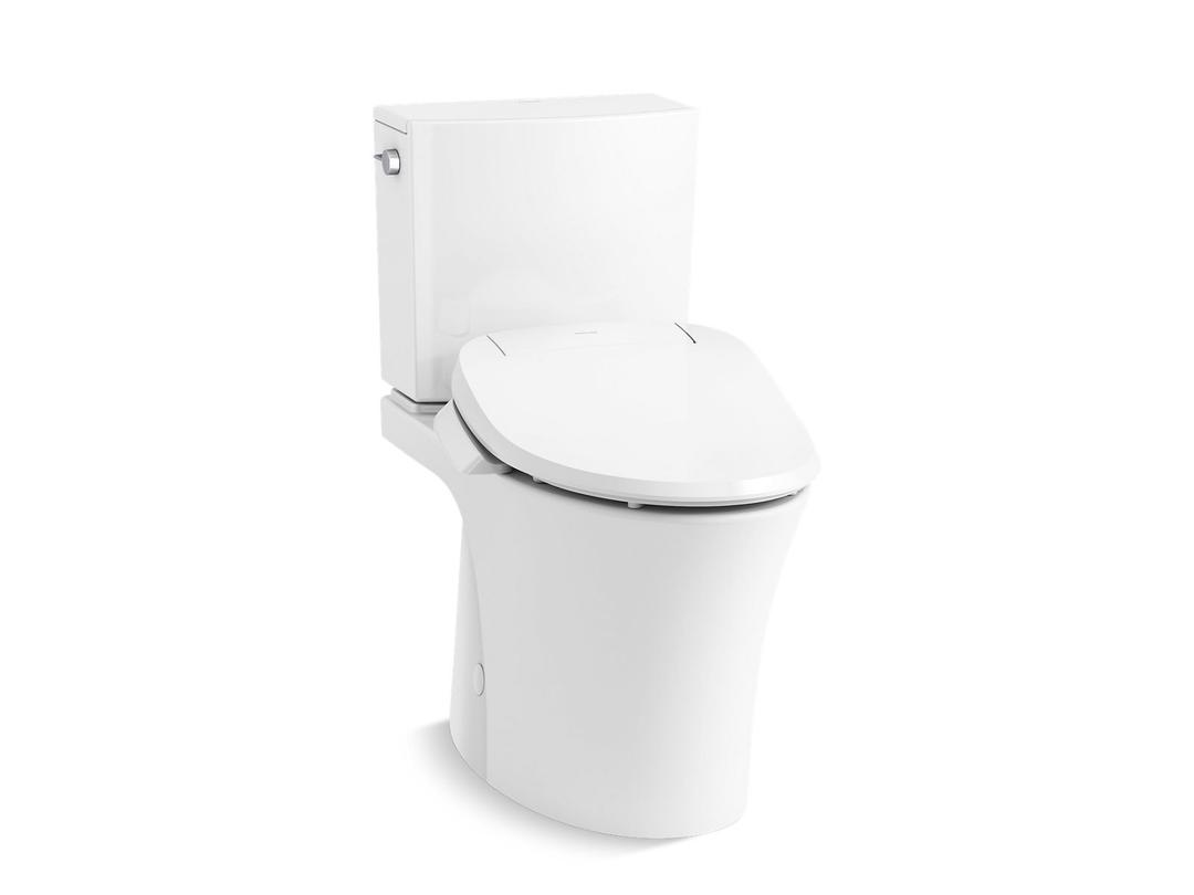 Hidden cord two-piece elongated toilet with skirted trapway, 1.28 gpf - White by Kohler
