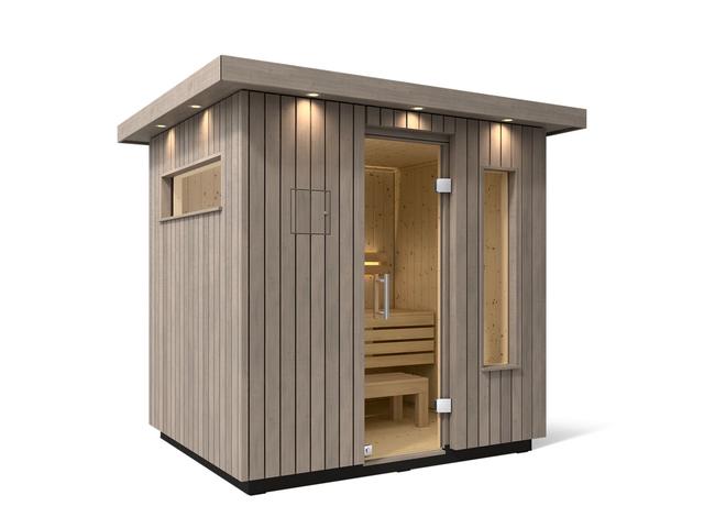 Three-person Outdoor Sauna - Weathered Grey Spruce