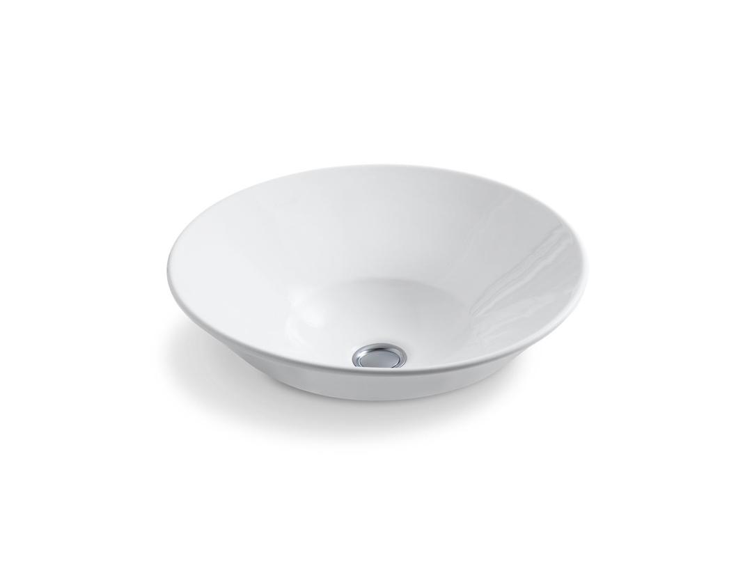 Conical Bell vessel or wall-mount bathroom sink with glazed underside by Kohler