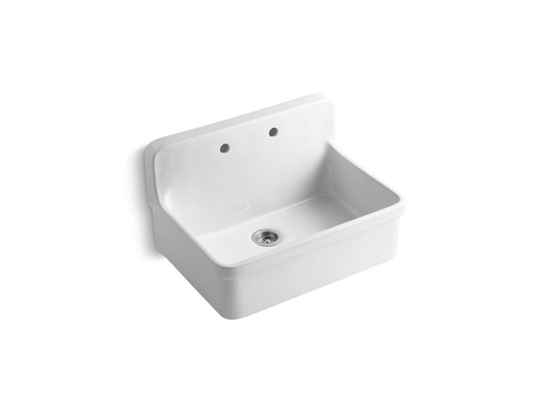 GilfordE 30'' top-/wall-mount single-bowl farmhouse kitchen sink - White by Kohler