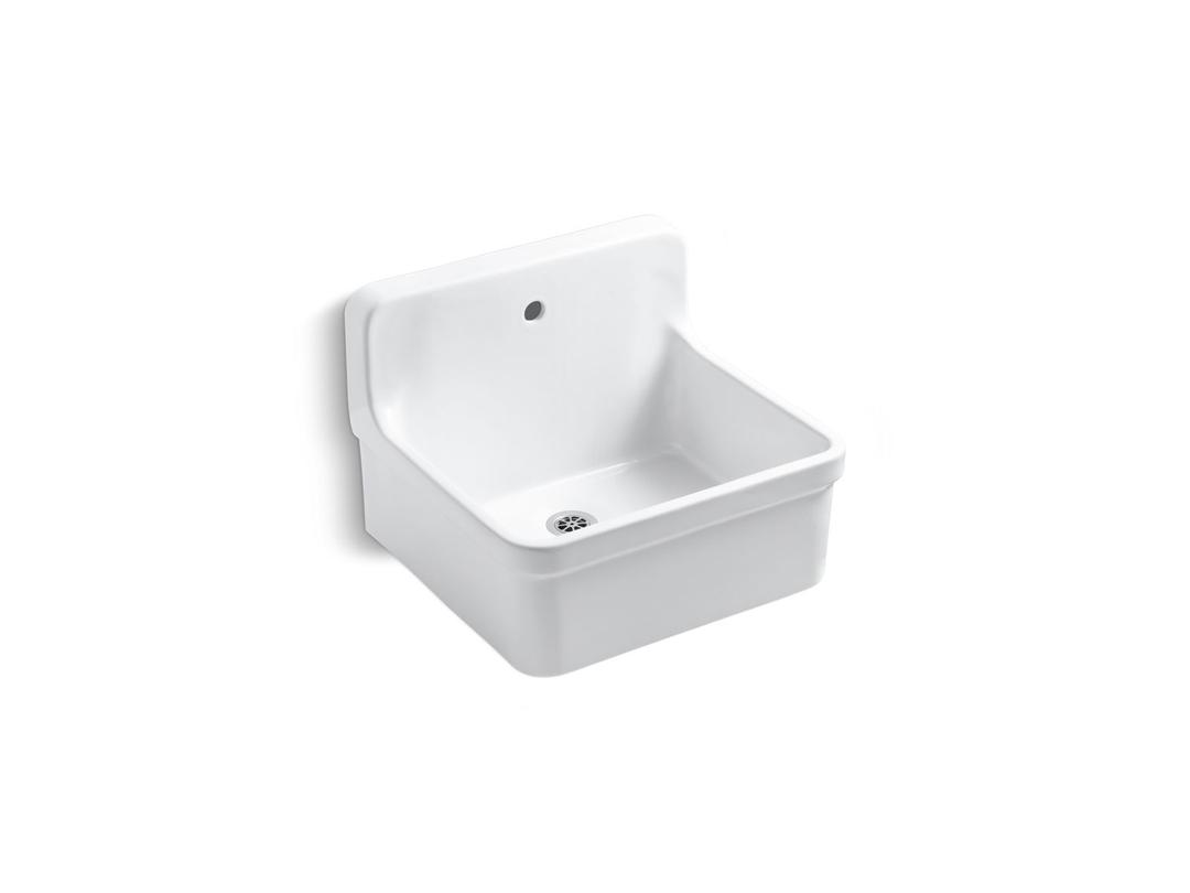 GilfordE 24'' x 22'' bracket-mount scrub-up/plaster sink with single faucet hole - White by Kohler