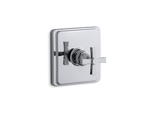 Kohler Pinstripe Pure Rite-temp Valve Trim with Cross Handle - Polished Chrome