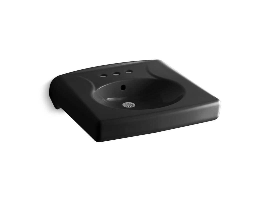 BrenhamE Wall-mount or concealed carrier arm mount commercial bathroom sink with 4'' centerset faucet holes by Kohler