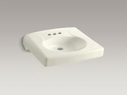 BrenhamE Wall-mount or concealed carrier arm mount commercial bathroom sink with 4'' centerset faucet holes and no overflow - image 4