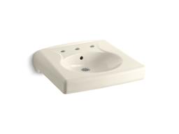 BrenhamE Wall-mount or concealed carrier arm mount commercial bathroom sink with widespread faucet holes - image 2
