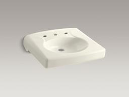 BrenhamE Wall-mount or concealed carrier arm mount commercial bathroom sink with widespread faucet holes and no overflow - image 4