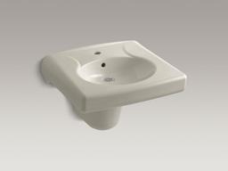 BrenhamE Wall-mount or concealed carrier arm mount commercial bathroom sink and shroud with single faucet hole - image 4