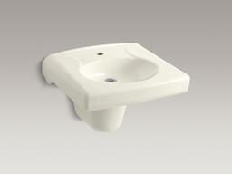 BrenhamE Wall-mount or concealed carrier arm mount commercial bathroom sink with single faucet hole and shroud - image 4