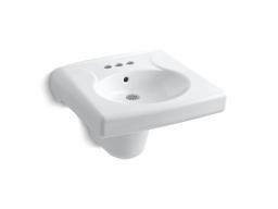 BrenhamE Wall-mount or concealed carrier arm mount commercial bathroom sink with 4'' centerset faucet holes and shroud - image 2