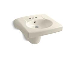 BrenhamE Wall-mount or concealed carrier arm mount commercial bathroom sink with 4'' centerset faucet holes and shroud - image 3
