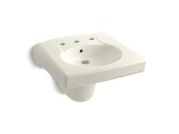 BrenhamE Wall-mount or concealed carrier arm mount commercial bathroom sink with widespread faucet holes and shroud - image 3