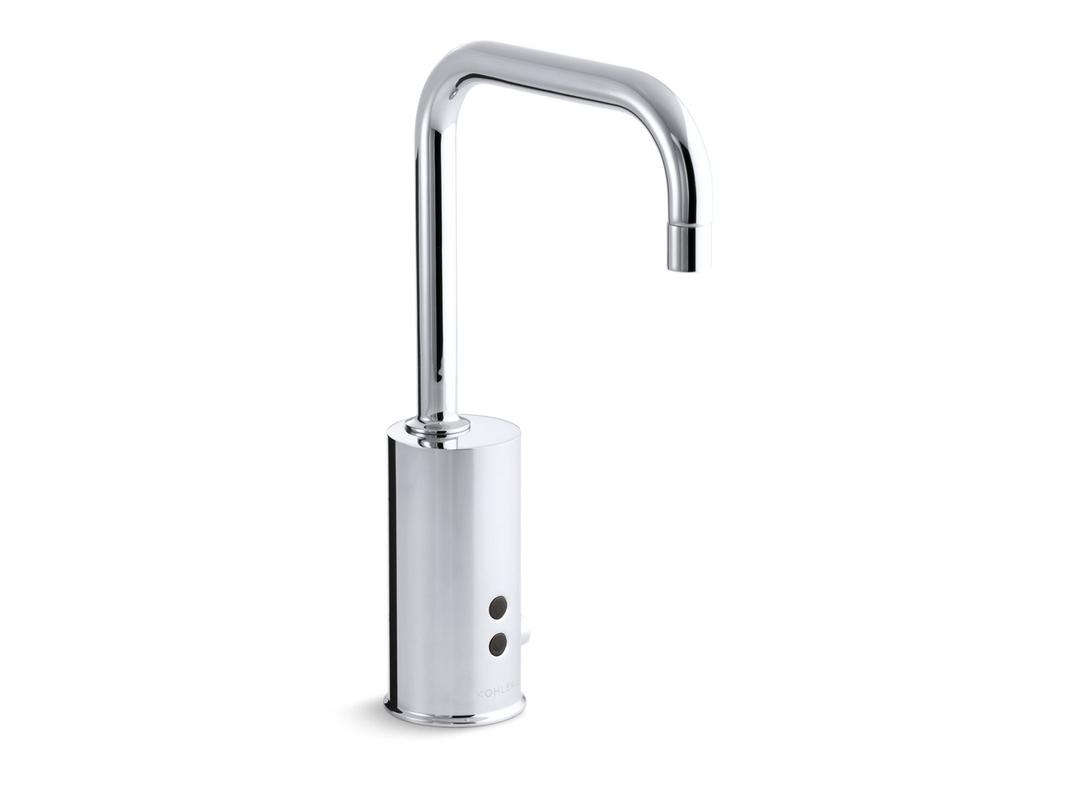 Gooseneck 0.5 gpm shelf-back commercial lavatory faucet with grid drain and lever handles - Polished Chrome by Kohler