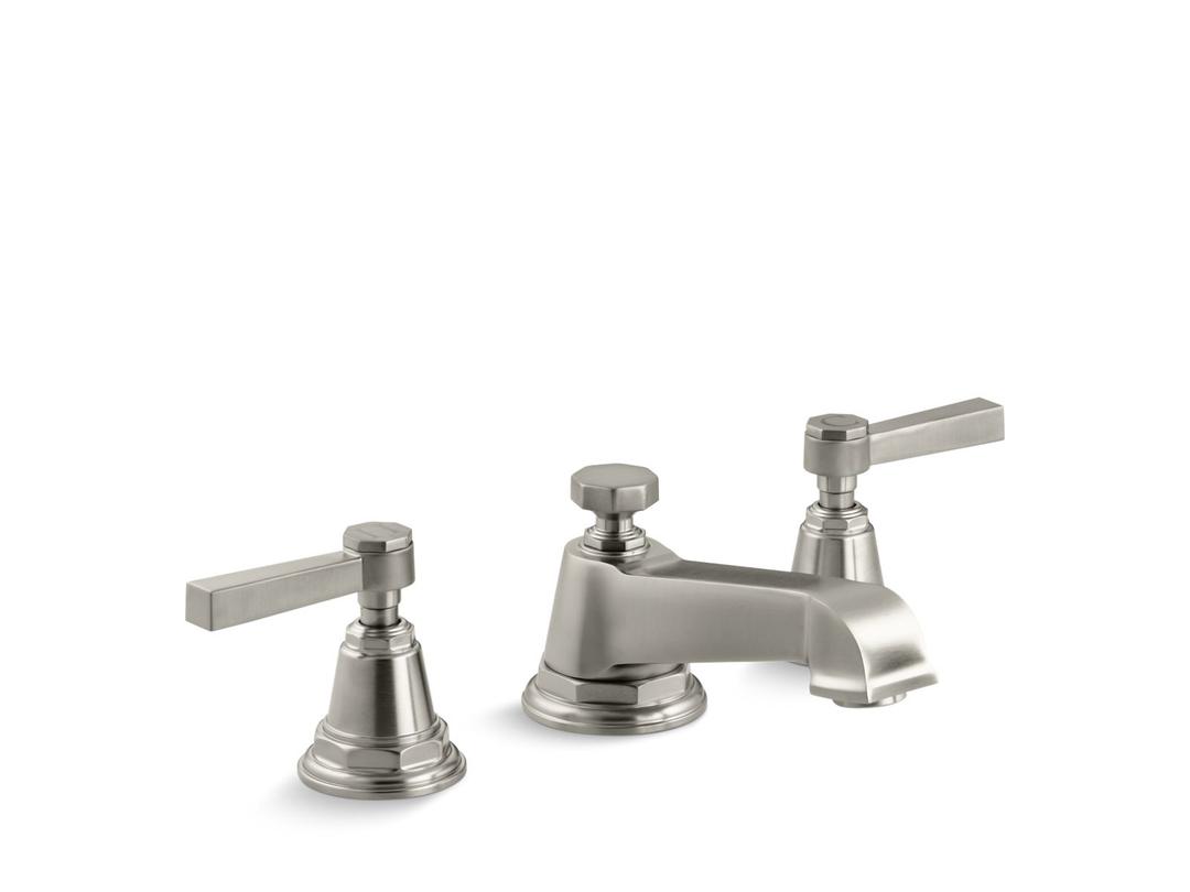 Kohler Pinstripe Widespread Bathroom Sink Faucet With Lever Handles, 1.2 Gpm - Vibrant - Brushed ... by Kohler