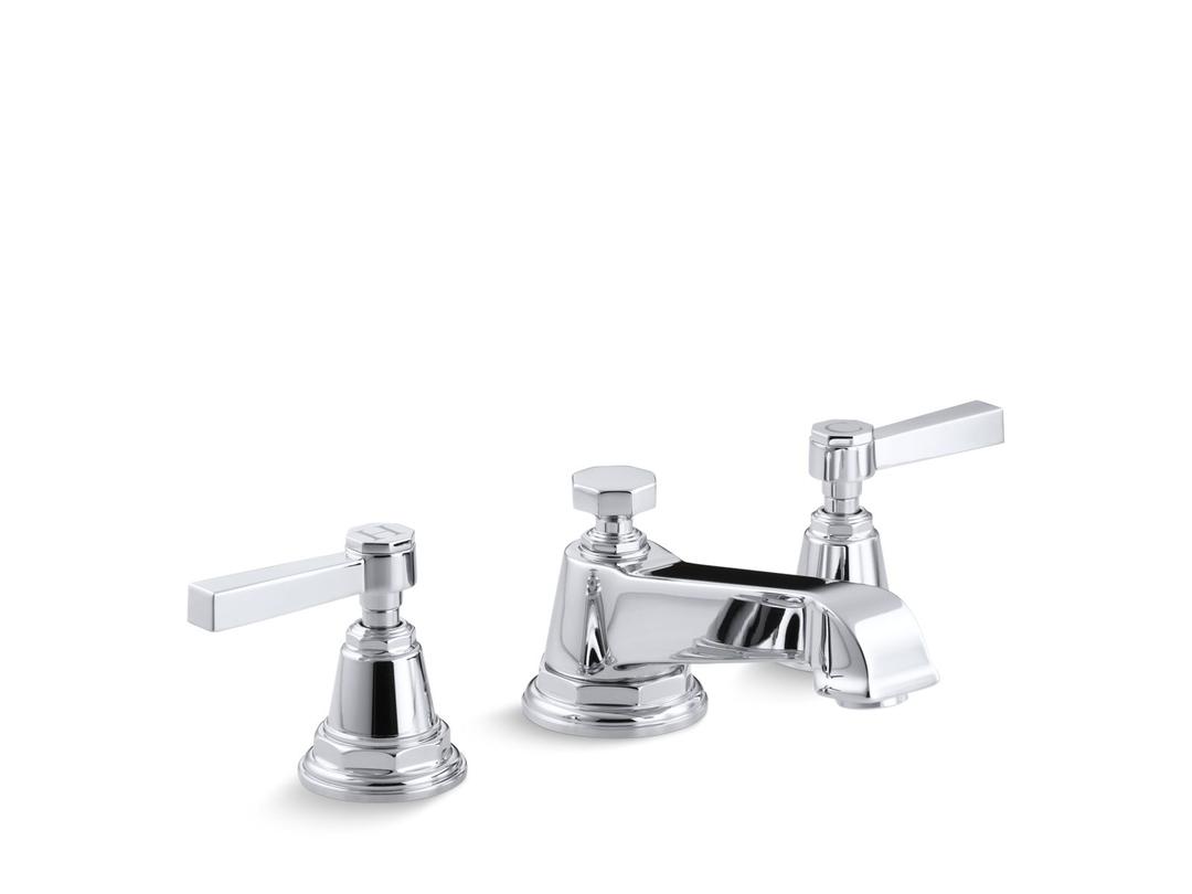 Kohler Pinstripe Widespread Bathroom Sink Faucet With Lever Handles, 1.2 Gpm - - Polished Chrome by Kohler