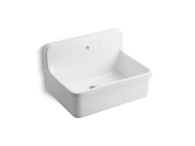 GilfordE 30'' x 22'' bracket-mount scrub-up/plaster sink with single faucet hole - White