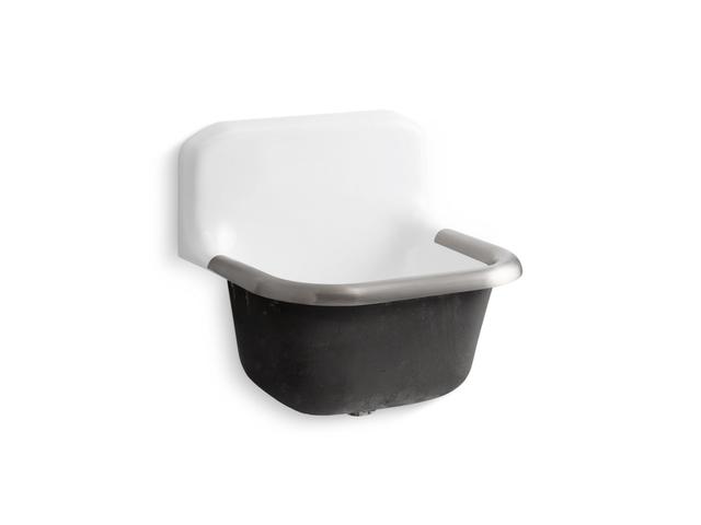 BannonE 24'' x 20-1/4'' wall-mount or P-trap mount service sink with rim guard and blank back