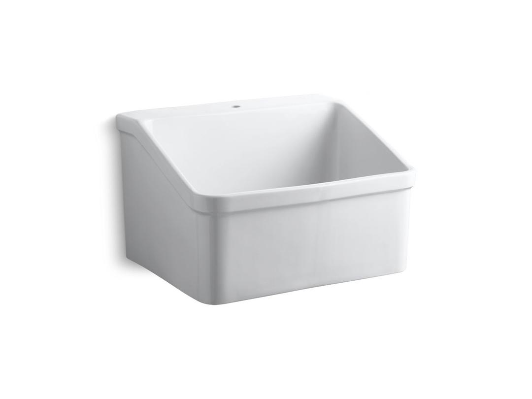 HollisterE 28'' x 22'' bracket-mount utility sink with single faucet hole - White by Kohler