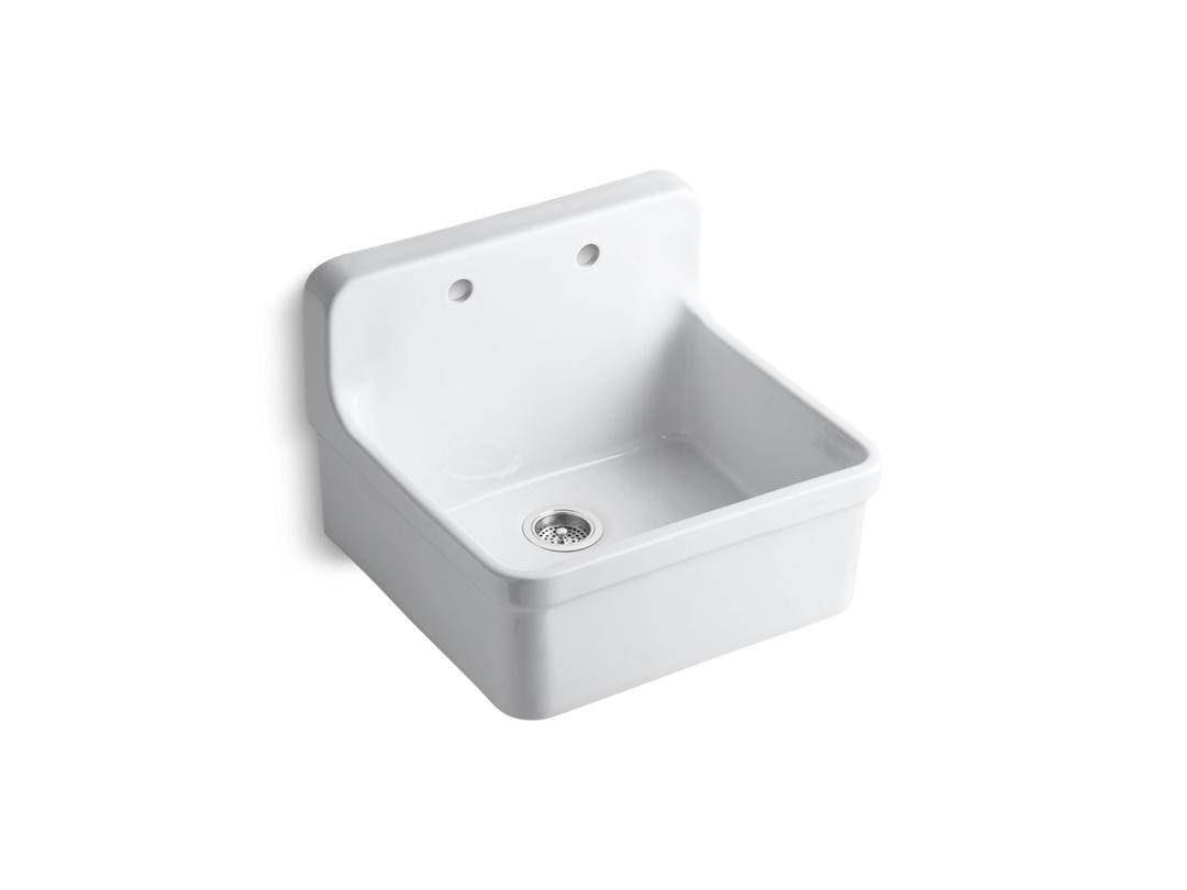 GilfordE 24'' top-/wall-mount single-bowl farmhouse kitchen sink - White by Kohler