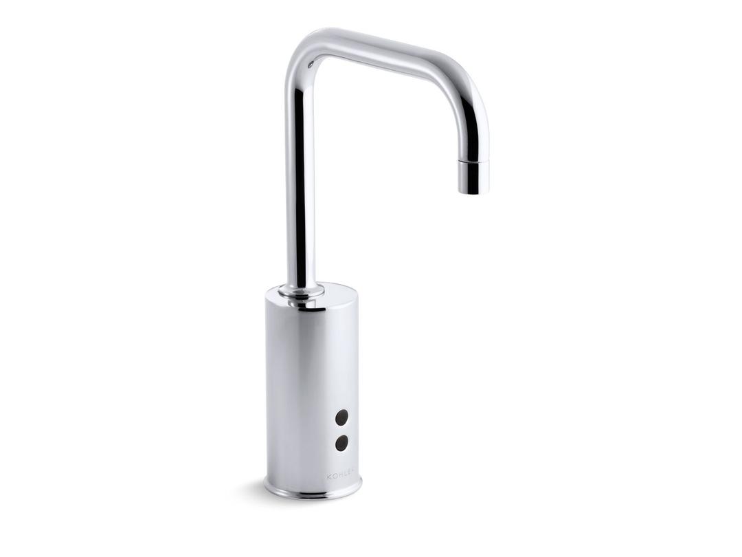 Gooseneck Centerset commercial lavatory faucet with 1.5 gpm spray, flexible connections and 5'' lever handle, drain not included and lift-rod hole - Polished Chrome by Kohler