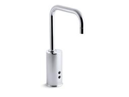 Gooseneck Centerset commercial lavatory faucet with 1.5 gpm spray, flexible connections and 5'' lever handle, drain not included and lift-rod hole - Polished Chrome - image 1