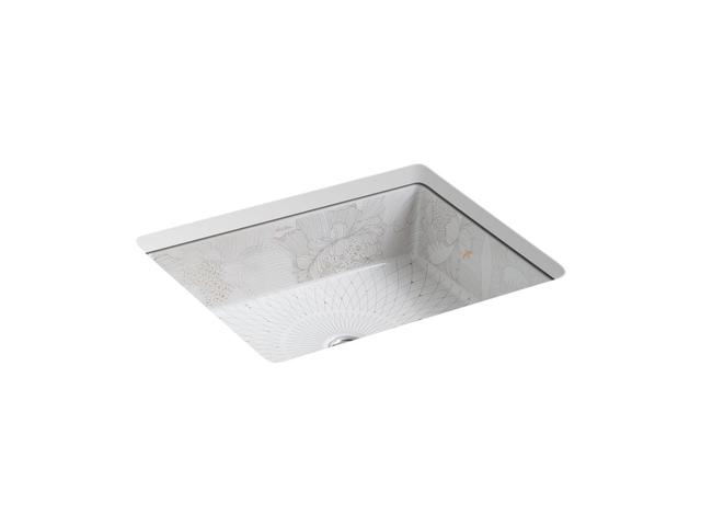 Empress BouquetE Kathryn 19-3/4'' square undermount bathroom sink, no overflow