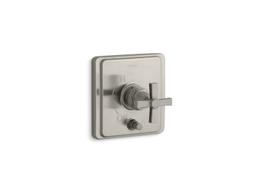 Kohler Pinstripe Rite-temp Valve Trim with Push-button Diverter and Cross Handle - Polished Chrome - image 2