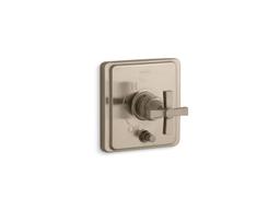 Kohler Pinstripe Rite-temp Valve Trim with Push-button Diverter and Cross Handle - Polished Chrome - image 3