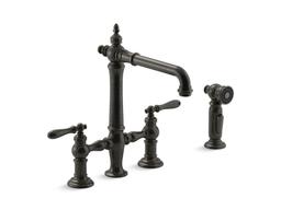 Artifacts Two-hole bridge kitchen sink faucet with side sprayer - image 4