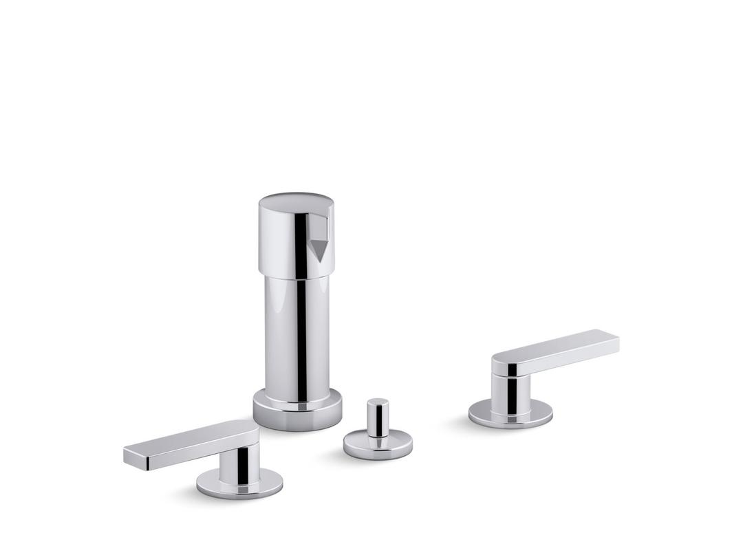 Composed Widespread bidet faucet with lever handles by Kohler