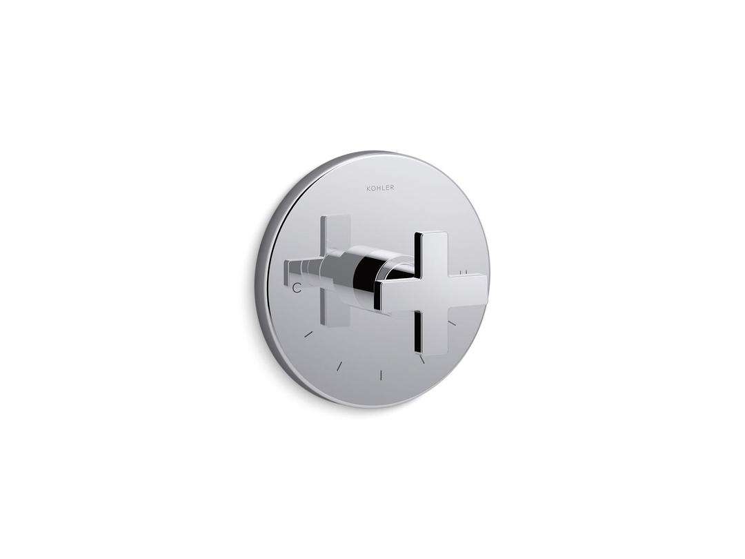 Composed MasterShower temperature control valve trim with cross handle by Kohler