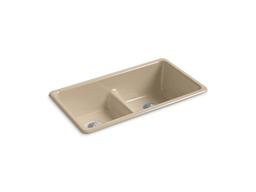 Kohler Iron/tones Smart Divide 33'' Top-/undermount Double-bowl Kitchen Sink - Truffle - image 4
