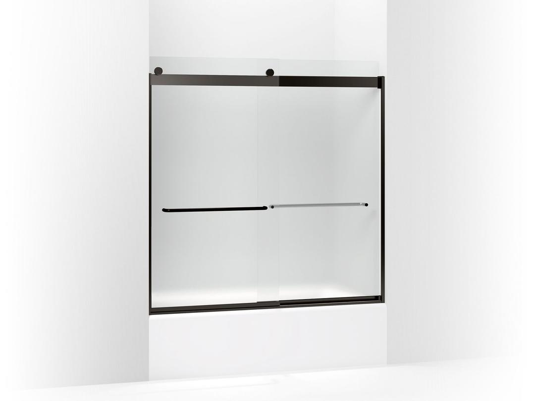 Kohler Levity Sliding Bath Door, 59-3/4'' H X 56-5/8 - 59-5/8'' W, with 1/4'' Thick Frosted Glass... by Kohler