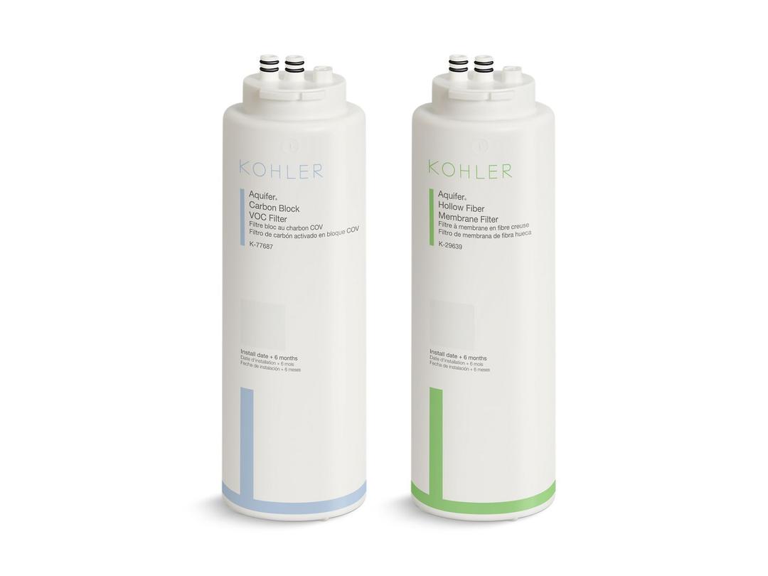 Aquifer+ Replacement filter cartridge two-pack with hollow fiber membrane and carbon block VOC by Kohler