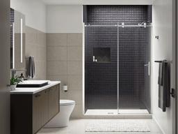 Composed Sliding shower door, 78'' H x 56-1/8 - 59-7/8'' W, with 3/8'' thick Crystal Clear glass - image 4