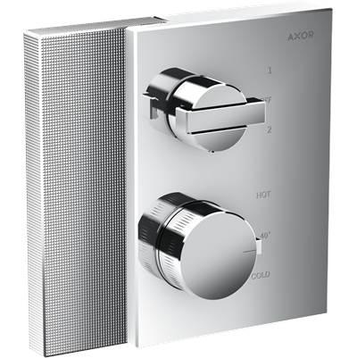 AXOR Edge Thermostatic Trim with Volume Control and Diverter - Diamond Cut in Chrome