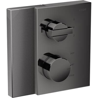 AXOR Edge Thermostatic Trim with Volume Control and Diverter - Diamond Cut in Polished Black Chrome