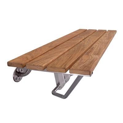 36'' Teak Wall Mount Slatted, Stainless Steel Supports by Barclay