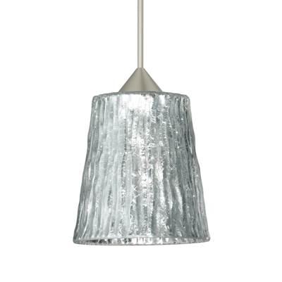 Nico 4 Cord Pendant, Stone Silver Foil, Satin Nickel Finish, 1X5W Led by Besa Lighting
