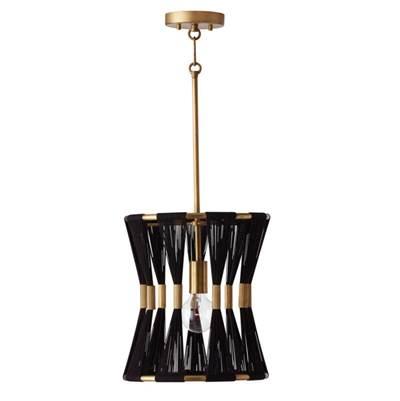 Bianca 1-Light Pendant in Black Rope and Patinaed Brass by Capital Lighting