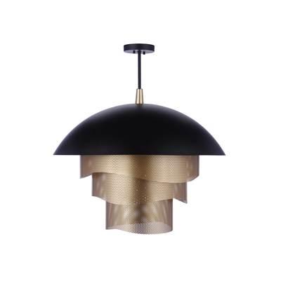 31.25'' Diameter Sculptural Statement Dome Pendant with Perforated Metal Shades in Flat Black/Matte Gold by Craftmade