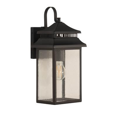 Crossbend 1 Light Small Outdoor Wall Lantern in Textured Black