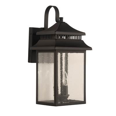 Crossbend 3 Light Large Outdoor Wall Lantern in Textured Black