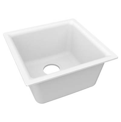 Elkay Quartz Luxe 15-3/4'' x 15-3/4'' x 7-11/16'', Single Bowl Dual Mount Bar Sink, Arctic Fox by Elkay Reserve Selection