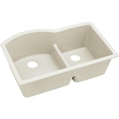 Elkay Quartz Luxe 33'' x 22'' x 10'' Offset 60/40 Double Bowl Undermount Sink with Aqua Divide Ricotta