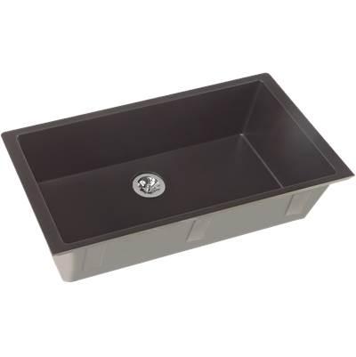 Elkay Quartz Luxe 35-7/8'' x 19'' x 9'' Single Bowl Undermount Kitchen Sink with Perfect Drain Caviar