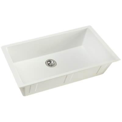 Elkay Quartz Luxe 35-7/8'' x 19'' x 9'' Single Bowl Undermount Kitchen Sink with Perfect Drain Ricotta
