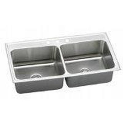 18 Gauge Stainless Steel 43'' x 22'' x 10.125'' Double Bowl Drop-in Kitchen Sink by Elkay