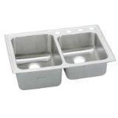 18 Gauge Stainless Steel 33'' x 22'' x 10'' Double Bowl Drop-in Kitchen Sink by Elkay