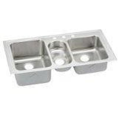 18 Gauge Stainless Steel 43'' x 22'' x 10'' Triple Bowl Drop-in Kitchen Sink by Elkay