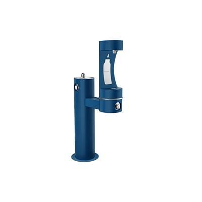 Outdoor ezH2O Lower Bottle Filling Station Bi-Level Pedestal Non-Filtered Non-Refrigerated Freeze Resistant Blue